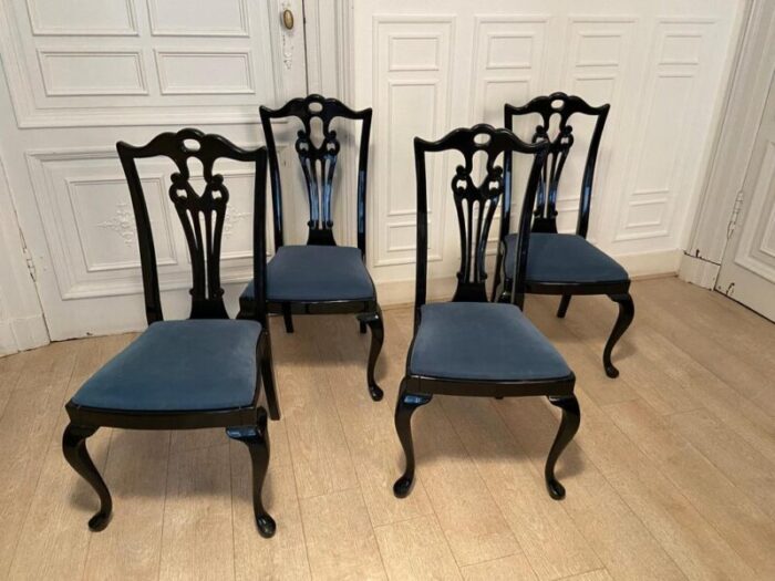 black lacquered chairs 1970s set of 4 4921