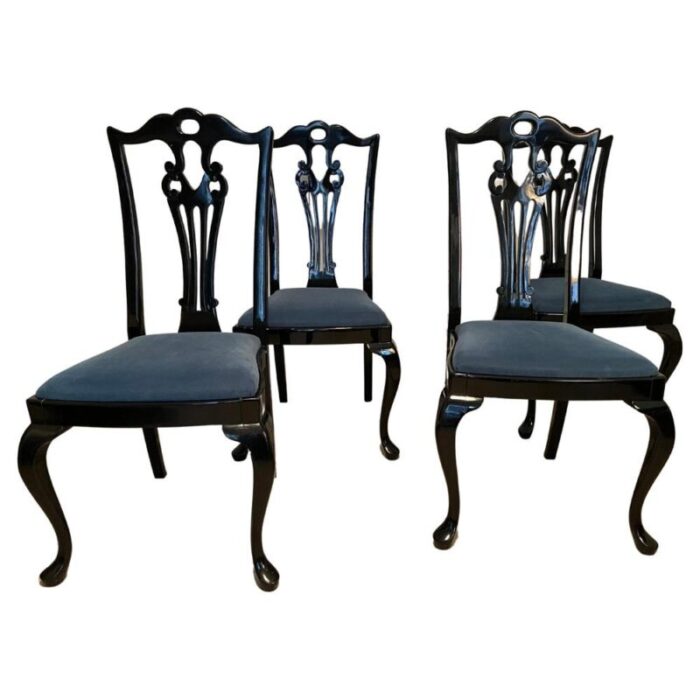 black lacquered chairs 1970s set of 4 8013