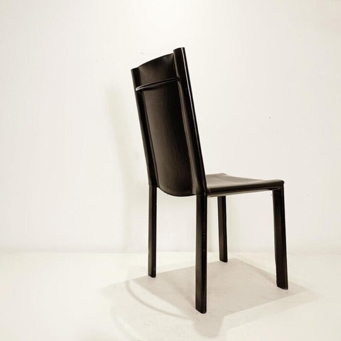 black leather chairs attributed to matteo grassi set of 4 0539