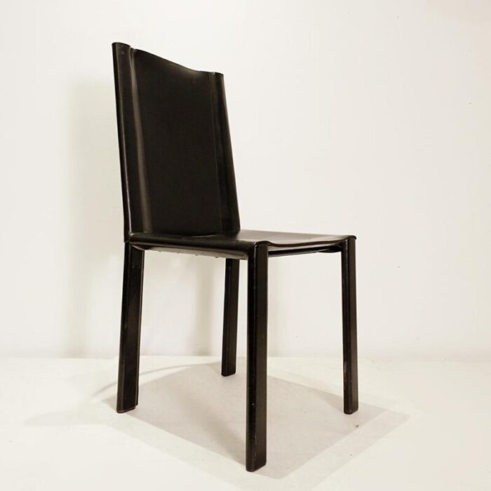 black leather chairs attributed to matteo grassi set of 4 9258