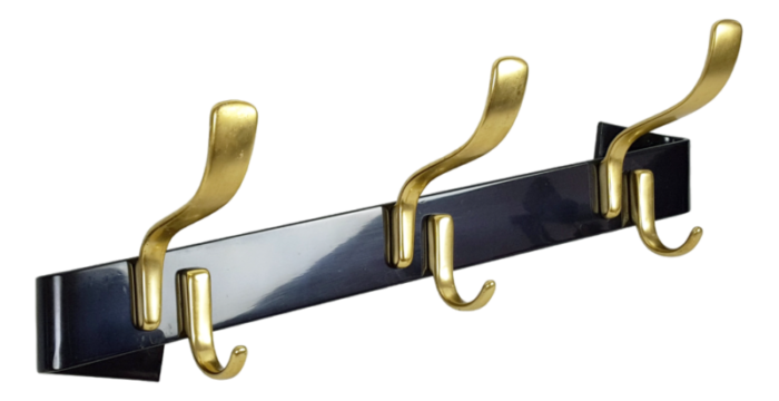 black painted metal and golden anodized aluminium coat rack 1950s 6117