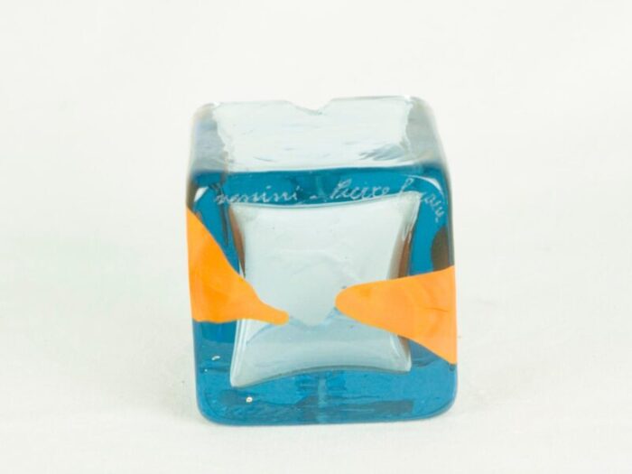 blue and orange murano glass ashtray by pierre cardin for venini 1960s 2714