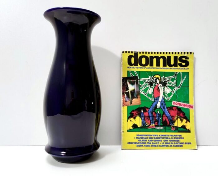 blue lacquered ceramic vase attributed to guido andlovitz for lavenia 1970s 3