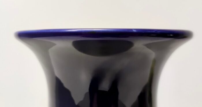 blue lacquered ceramic vase attributed to guido andlovitz for lavenia 1970s 9