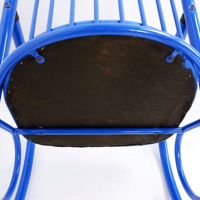 blue lacquered tubular metal rocking chair 1970s 2817