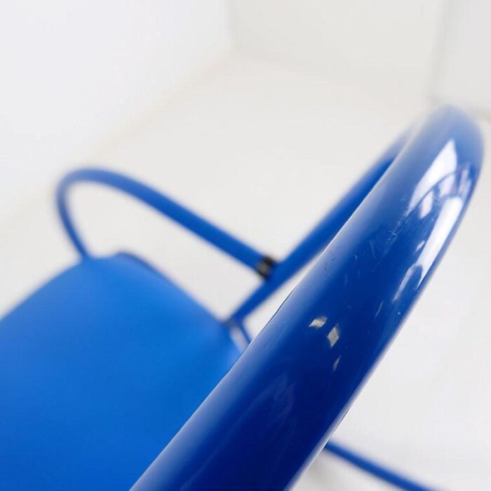 blue lacquered tubular metal rocking chair 1970s 2975