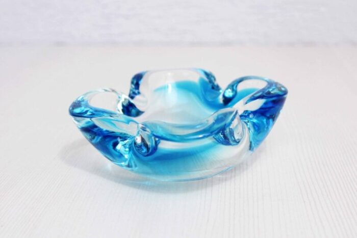 blue murano glass ashtray 1960s 1