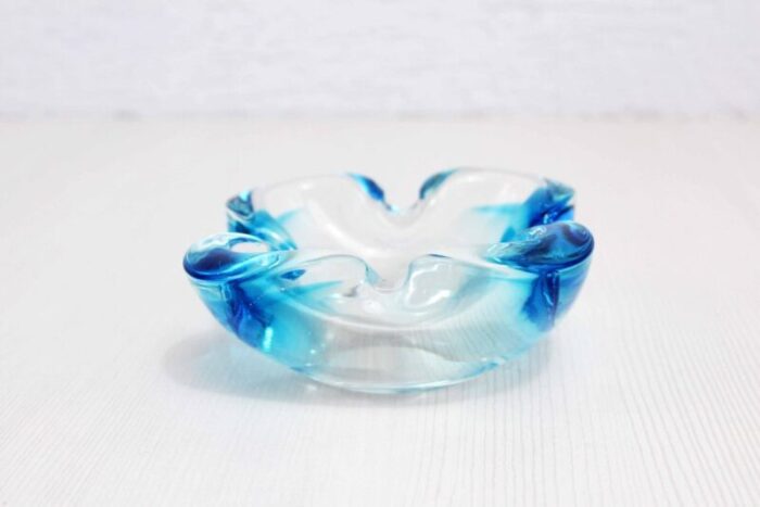 blue murano glass ashtray 1960s 2