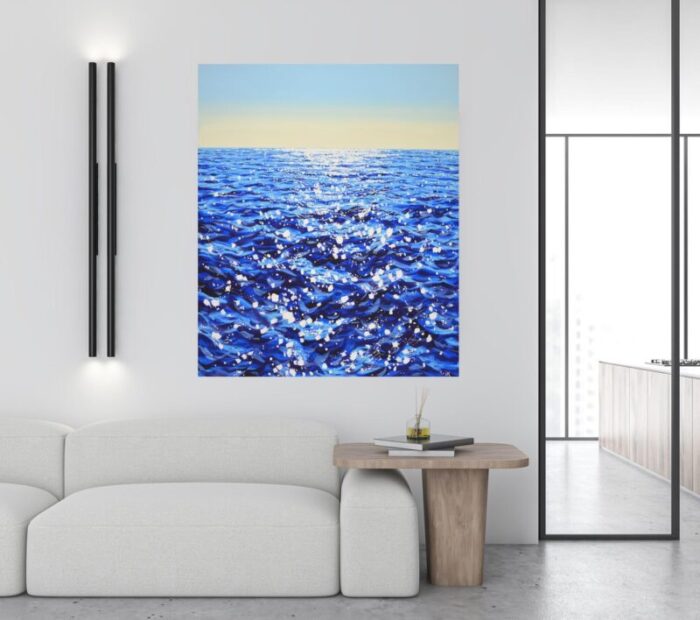 blue water light original contemporary painting 5977