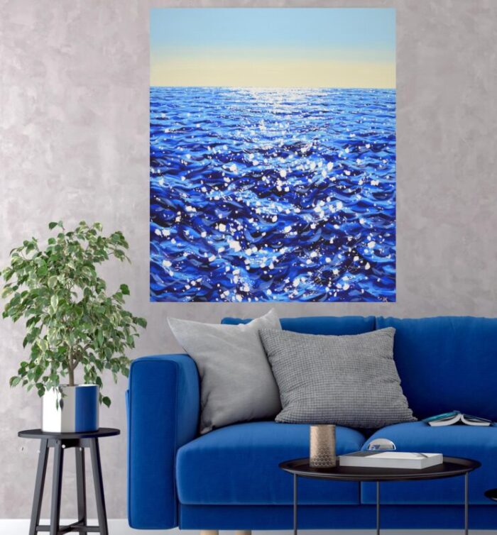 blue water light original contemporary painting 6360