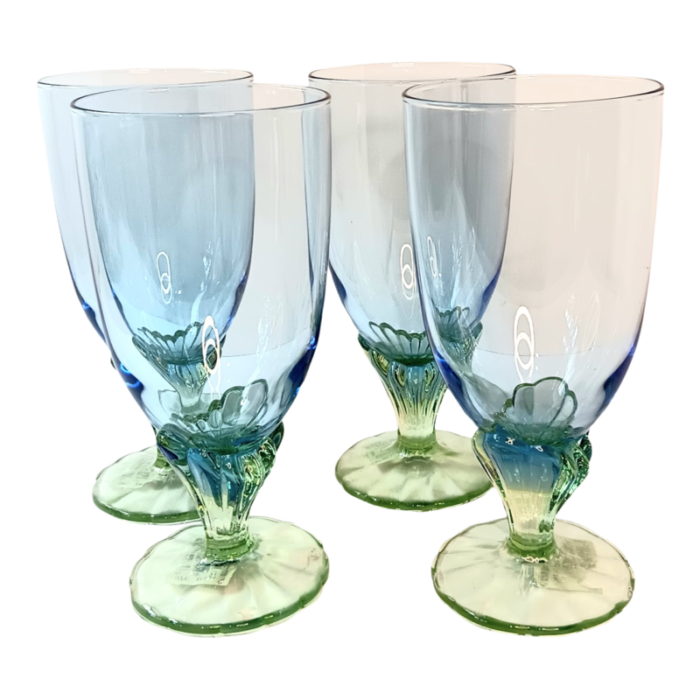 bormioli rocco bahia art nouveau blue and green ombre iced tea water glasses set of 4 7270