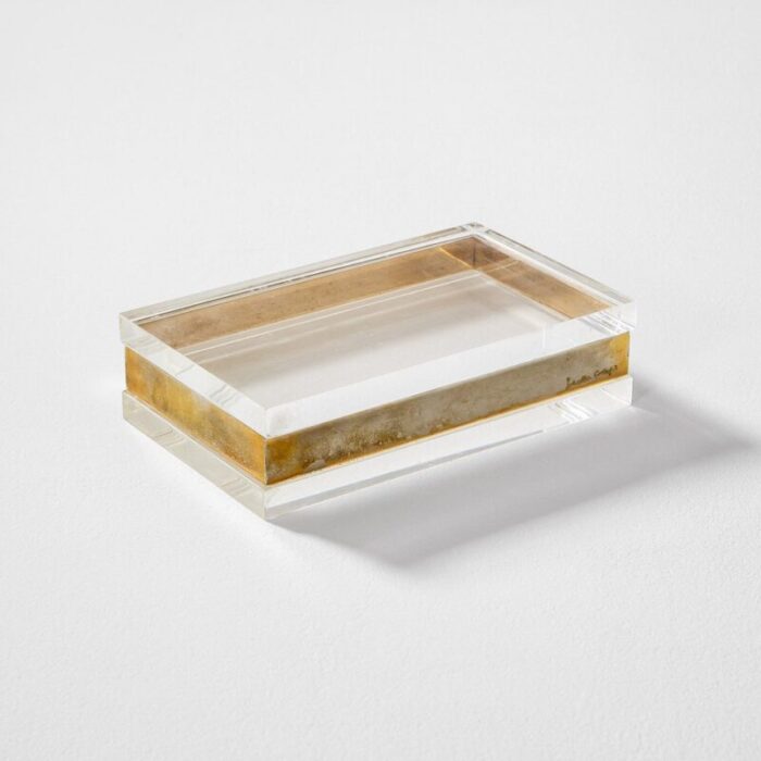 box in acrylic glass and brass by gabriella crespi 1970s 1