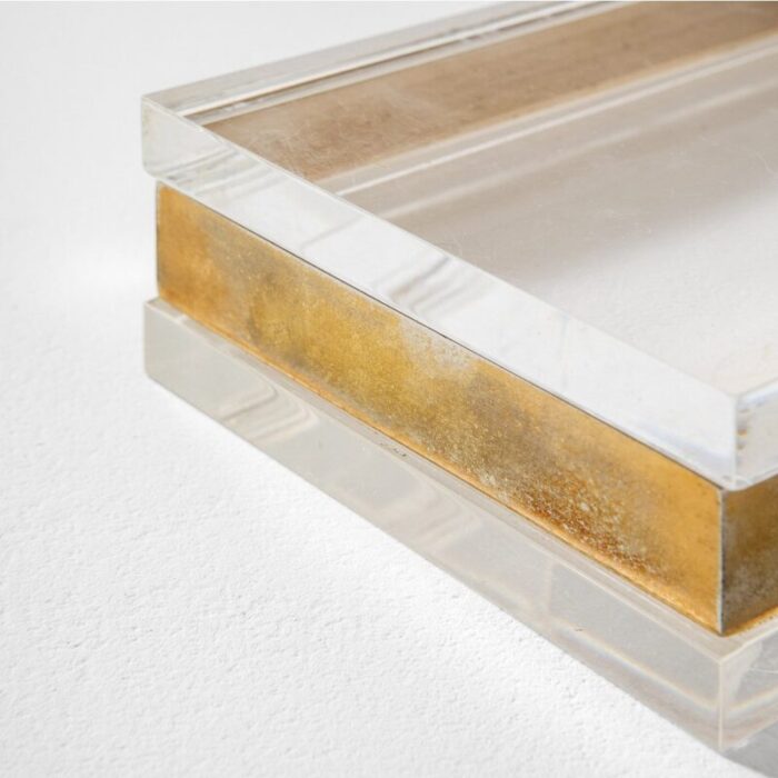 box in acrylic glass and brass by gabriella crespi 1970s 3