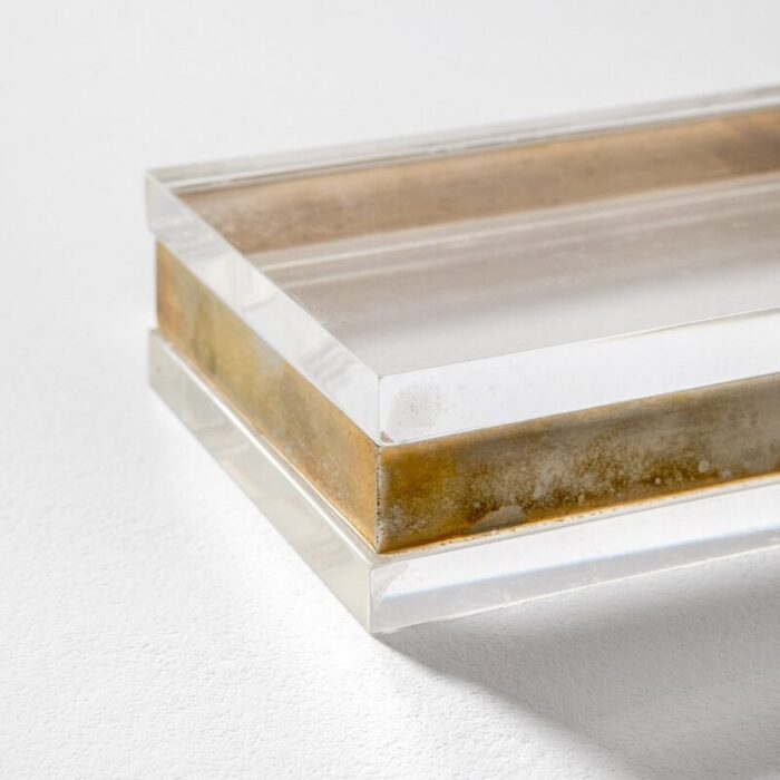 box in acrylic glass and brass by gabriella crespi 1970s 4