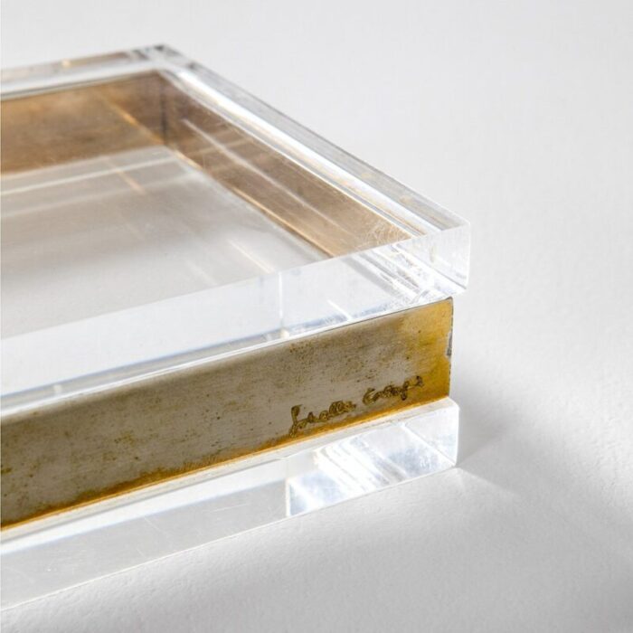 box in acrylic glass and brass by gabriella crespi 1970s 5