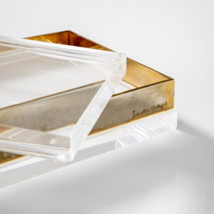 box in acrylic glass and brass by gabriella crespi 1970s 6