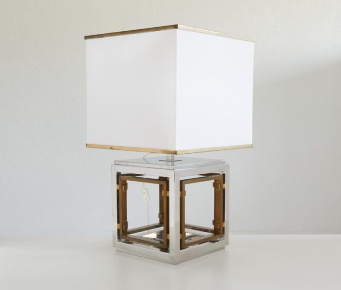 brass and chrome table lamp by romeo rega 1970s 0101