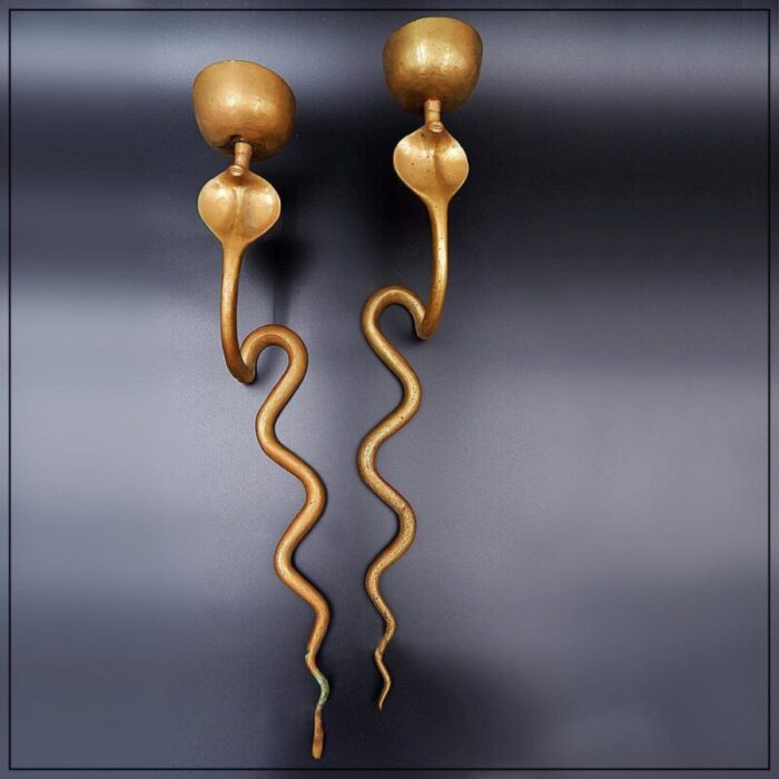 bronze cobra snake sconces 1960s set of 2 1759