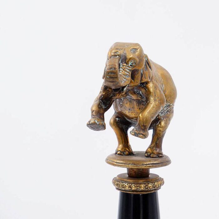 bronze elephants on porcelain columns with bronze borders by wong lee set of 2 5615