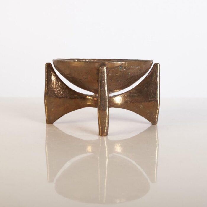 brutalist bronze candleholder by michael harjes 1960s 1