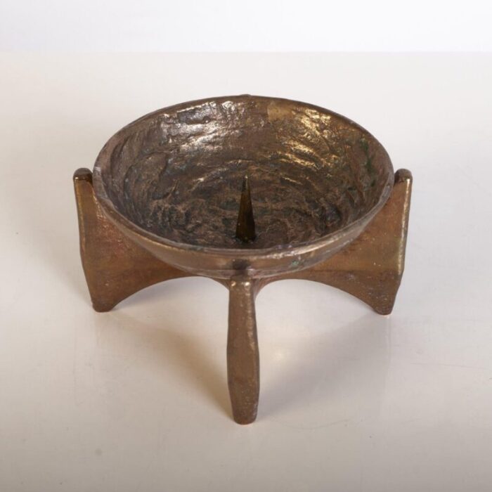 brutalist bronze candleholder by michael harjes 1960s 5