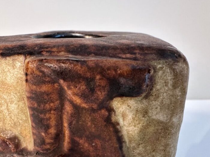 brutalist cube shaped studio ceramic art vase by helmut friedrich schaeffenacker 1960s 3