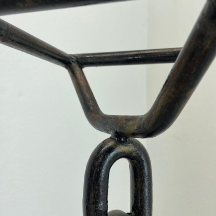 brutalist heavy iron metal chain ashtray stand element germany 1970s 14