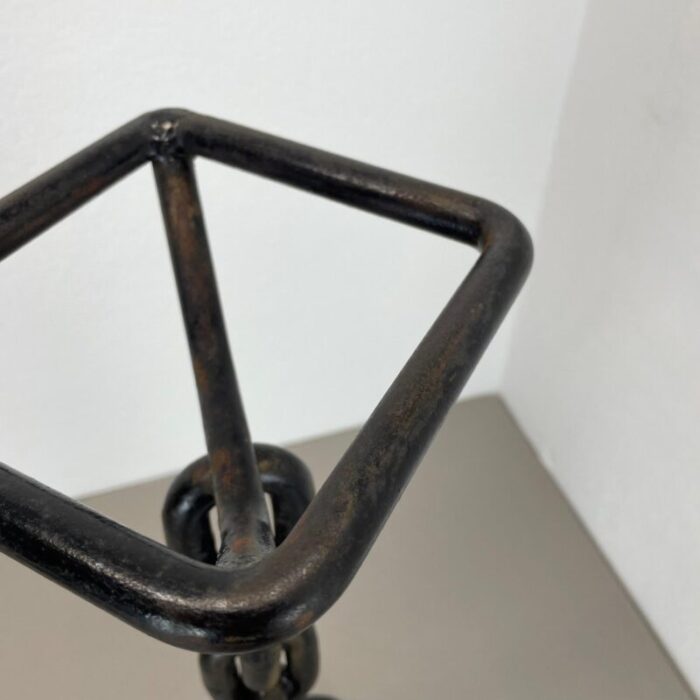 brutalist heavy iron metal chain ashtray stand element germany 1970s 15