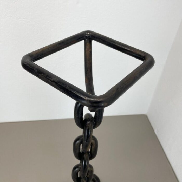 brutalist heavy iron metal chain ashtray stand element germany 1970s 16