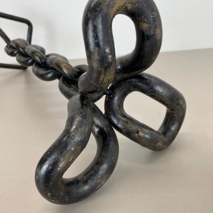 brutalist heavy iron metal chain ashtray stand element germany 1970s 18