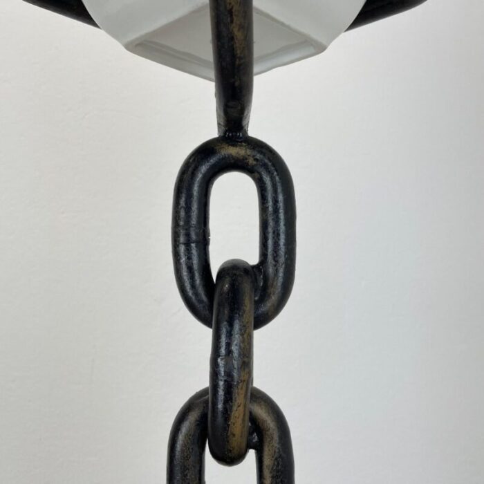 brutalist heavy iron metal chain ashtray stand element germany 1970s 9