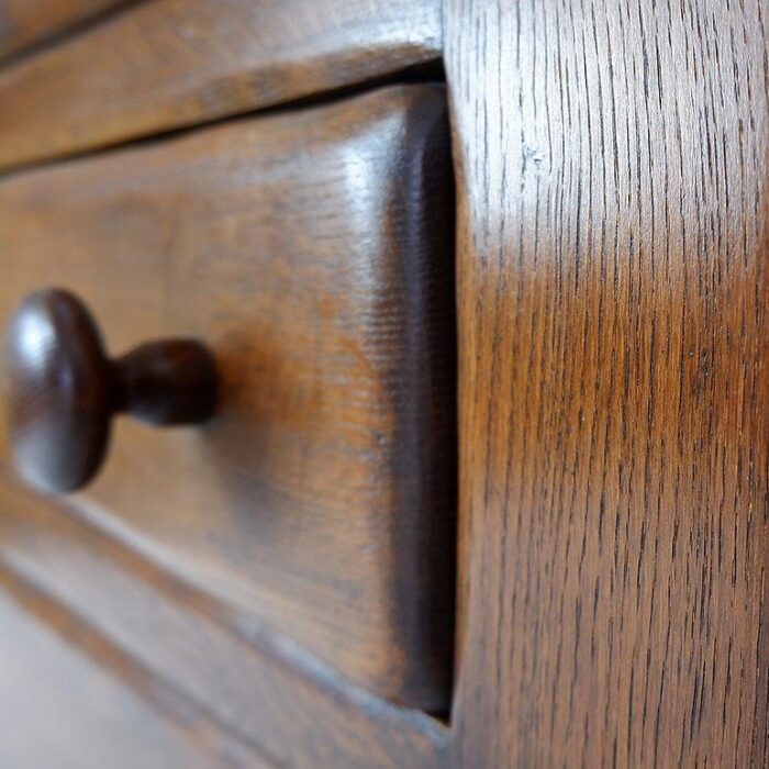 brutalist solid oak chest of drawers 1960s 0261