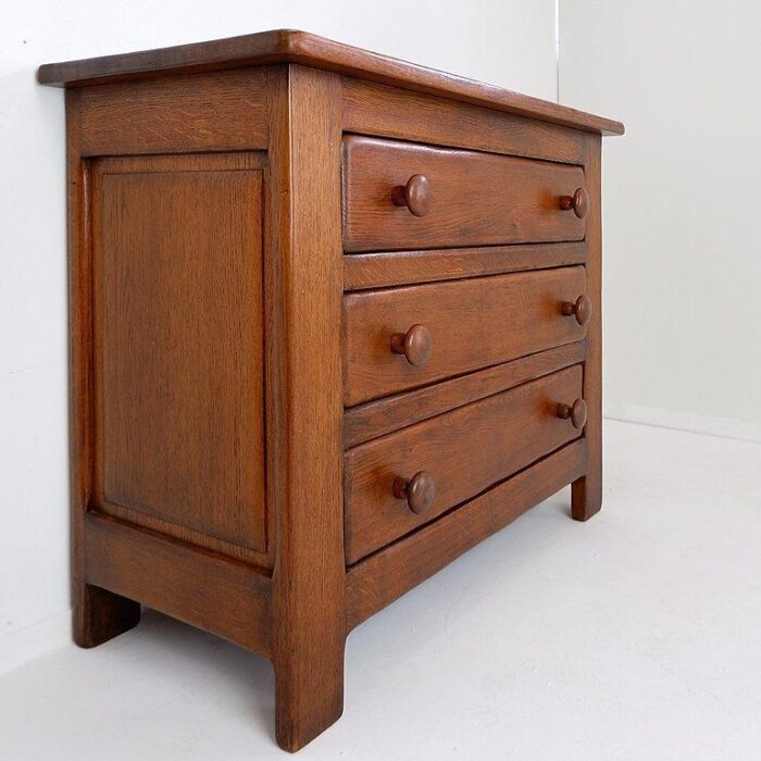 brutalist solid oak chest of drawers 1960s 0813