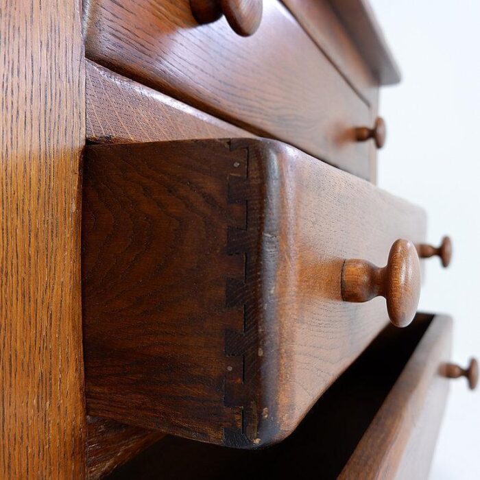 brutalist solid oak chest of drawers 1960s 4267