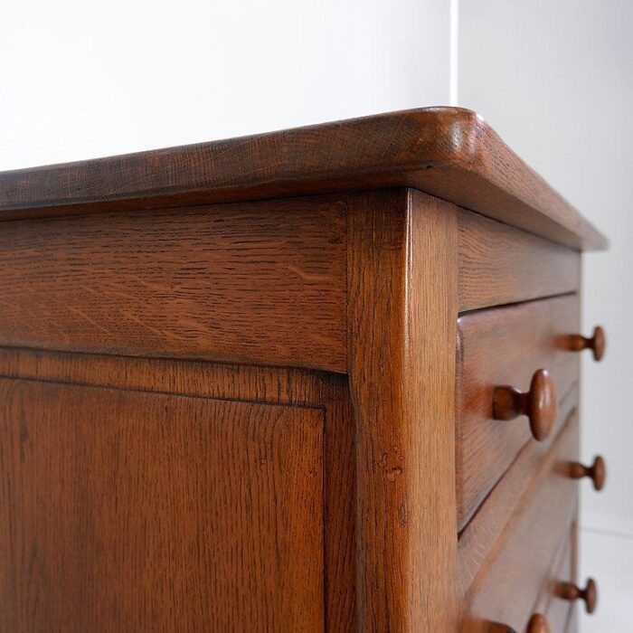 brutalist solid oak chest of drawers 1960s 8404