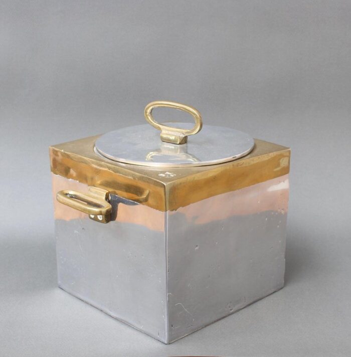 brutalist style aluminum and brass ice bucket by david marshall 1980s 1