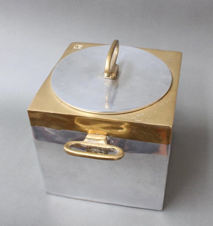 brutalist style aluminum and brass ice bucket by david marshall 1980s 14