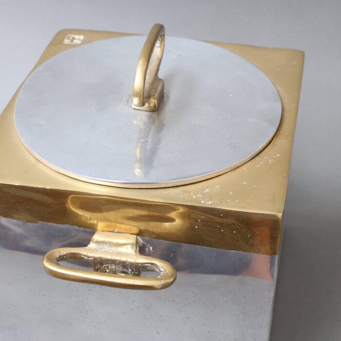 brutalist style aluminum and brass ice bucket by david marshall 1980s 15