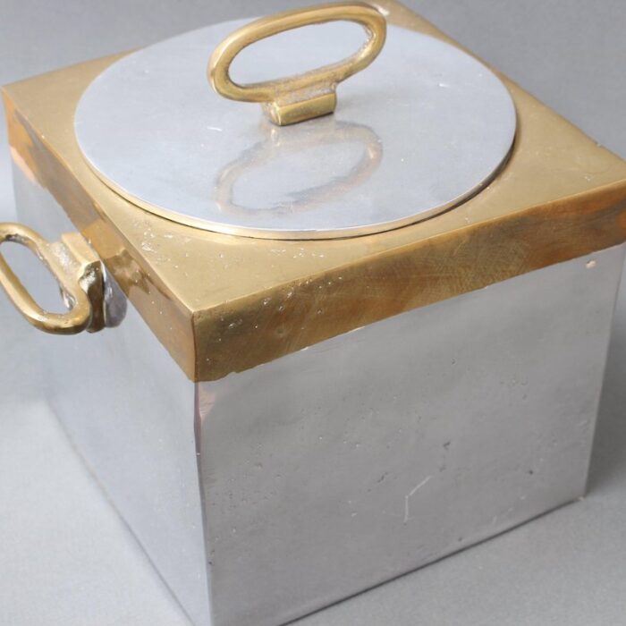 brutalist style aluminum and brass ice bucket by david marshall 1980s 16