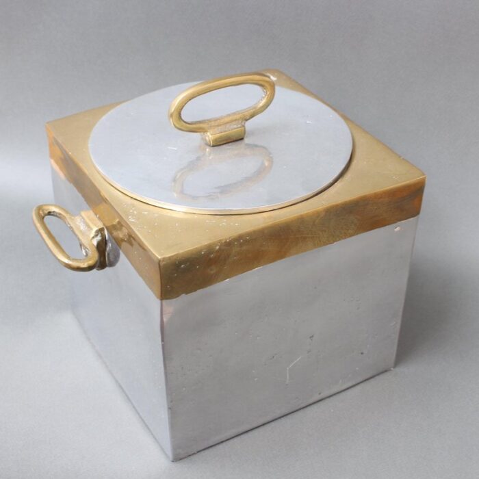 brutalist style aluminum and brass ice bucket by david marshall 1980s 17