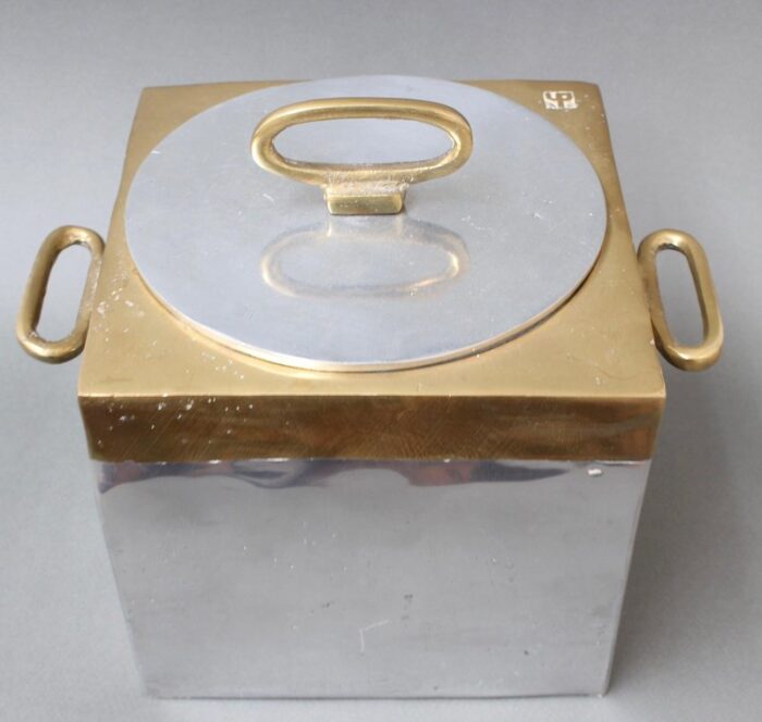 brutalist style aluminum and brass ice bucket by david marshall 1980s 18