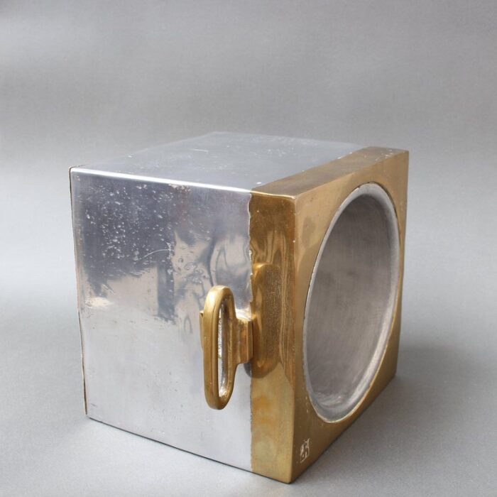 brutalist style aluminum and brass ice bucket by david marshall 1980s 23