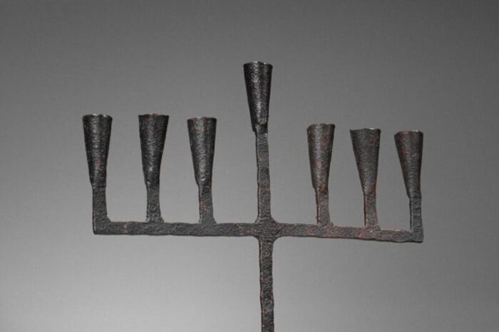 brutalist wrought iron candleholder for 7 candles france 1960s 3927