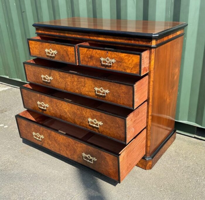 burr walnut chest of drawers 1850s 6184