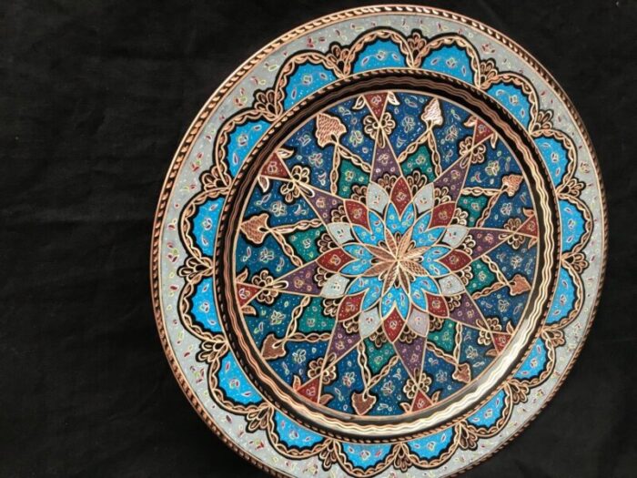 carved hand painted copper tray 7