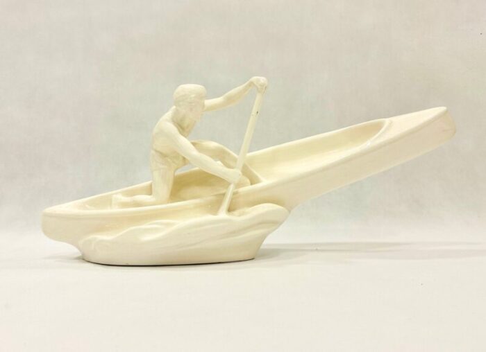 ceramic rower statue from jihokera bechyne 1950s 1