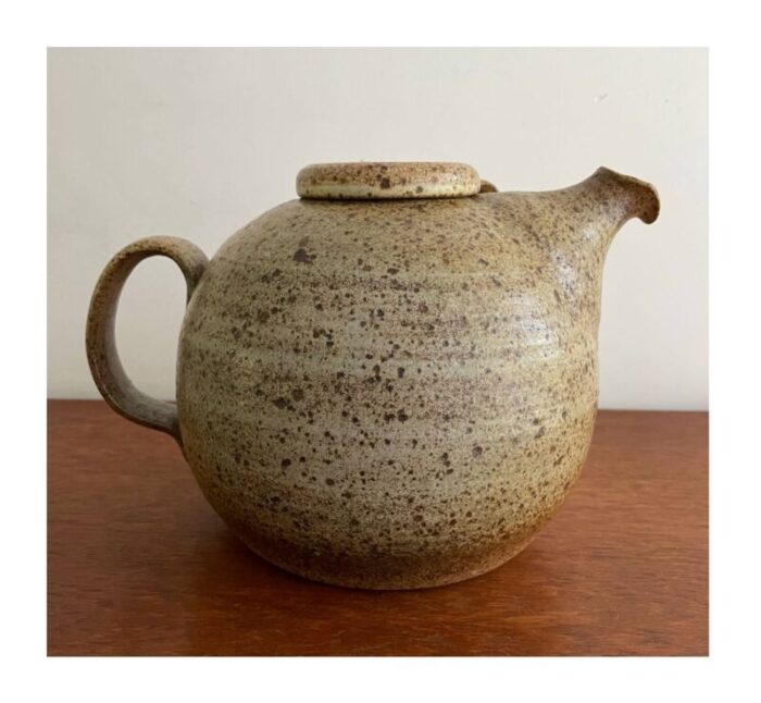 ceramic unica tea pot by arne bang denmark 1950s 1