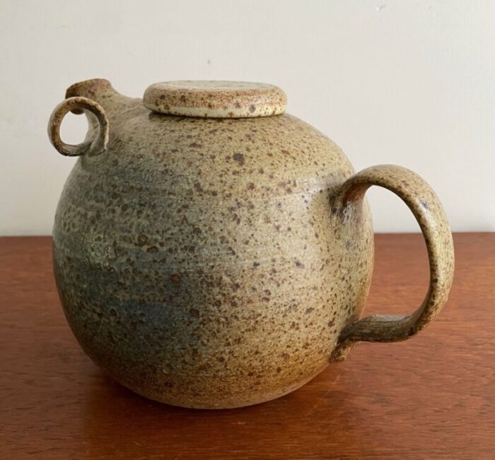 ceramic unica tea pot by arne bang denmark 1950s 2