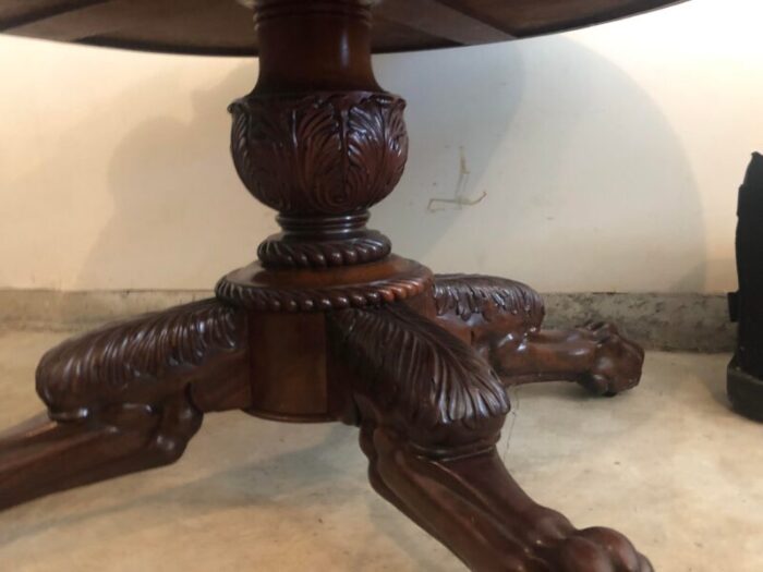 charles x claw foot marble top mahogany pedestal table 0066