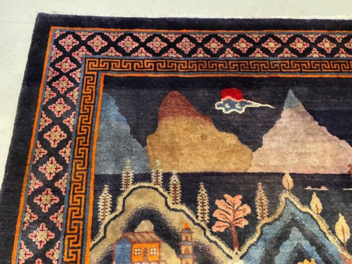 chinese art deco hand tufted textile art wall hanging tapestry 5992